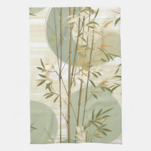 Zen Bamboebos Botanisch Patroon (3) Theedoek