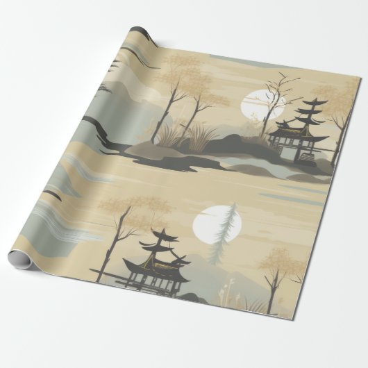 Zen Bamboebos Botanisch Patroon (4) Cadeaupapier (Uitgerold)