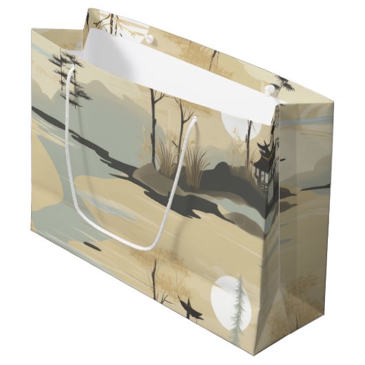 Zen Bamboebos Botanisch Patroon (4) Groot Cadeauzakje (Voorkant Gekanteld)