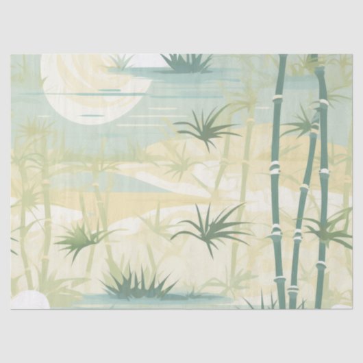 Zen Bamboebos Botanisch Patroon (5) Tissuepapier (Voorkant)
