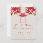 Zen Bamboo Double Happiness Chinese Save the Date (Voorkant)
