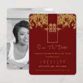 Zen Bamboo Double Happiness Chinese Save the Date (Voorkant / Achterkant)