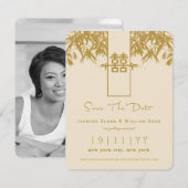 Zen Bamboo Double Happiness Chinese Save the Date Kaart (Voorkant / Achterkant)