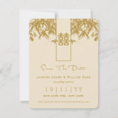 Zen Bamboo Double Happiness Chinese Save the Date Kaart (Voorkant)
