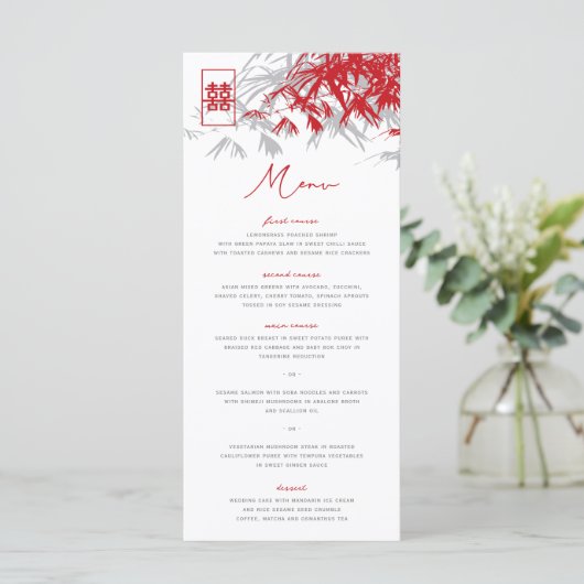 Zen Bamboo laat het dubbelgeluk van het Chinese hu Menu (Staand voorkant)