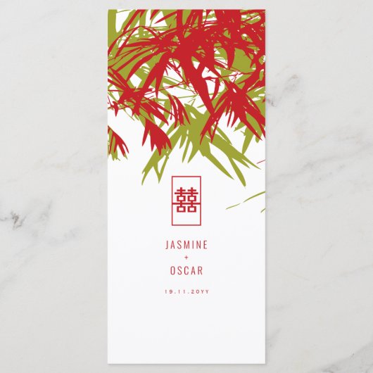 Zen Bamboo laat het dubbelgeluk van het Chinese hu Menu (Achterkant)