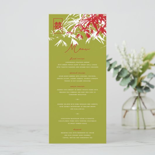 Zen Bamboo laat het dubbelgeluk van het Chinese hu Menu (Staand voorkant)