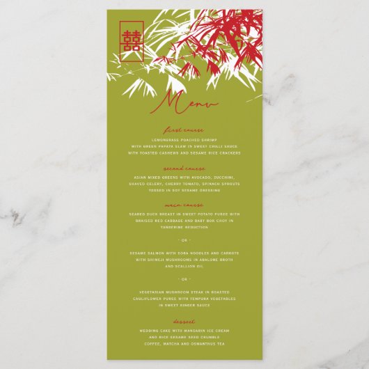 Zen Bamboo laat het dubbelgeluk van het Chinese hu Menu (Voorkant)