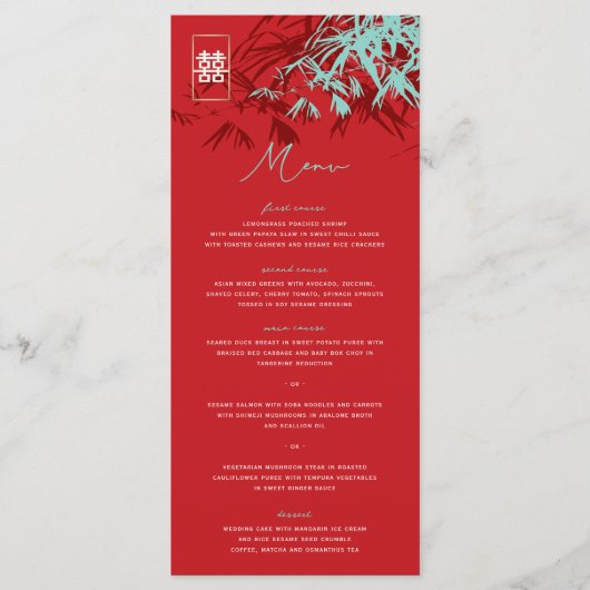 Zen Bamboo laat het dubbelgeluk van het Chinese hu Menu (Voorkant)