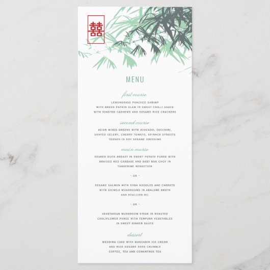 Zen Bamboo laat het dubbelgeluk van het Chinese hu Menu (Voorkant)