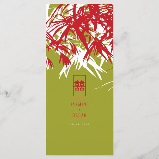 Zen Bamboo laat het dubbelgeluk van het Chinese hu Menu (Achterkant)