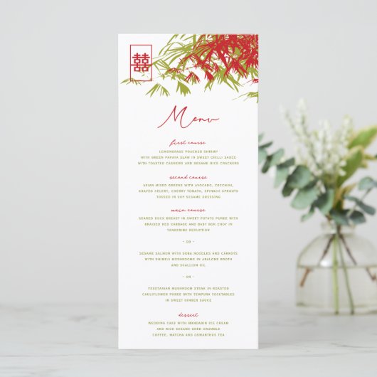 Zen Bamboo laat het dubbelgeluk van het Chinese hu Menu (Staand voorkant)