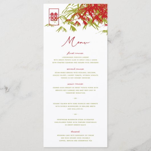 Zen Bamboo laat het dubbelgeluk van het Chinese hu Menu (Voorkant)