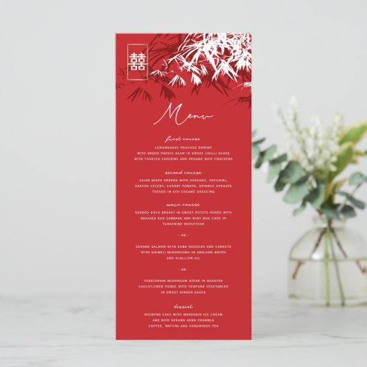 Zen Bamboo laat het dubbelgeluk van het Chinese hu Menu (Staand voorkant)