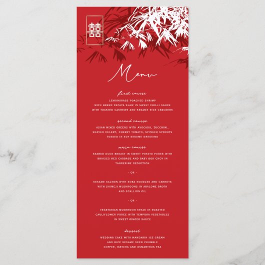 Zen Bamboo laat het dubbelgeluk van het Chinese hu Menu (Voorkant)