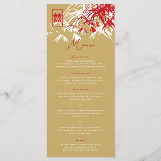 Zen Bamboo laat het dubbelgeluk van het Chinese hu Menu (Voorkant)