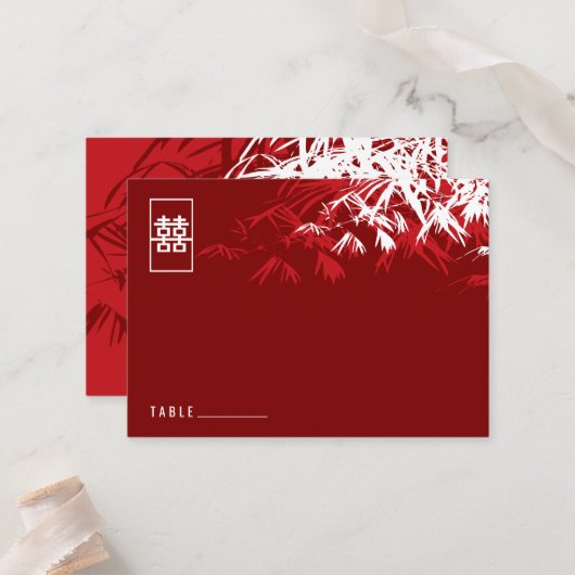 Zen Bamboo laat het dubbelgeluk van het Chinese hu Plaatskaartje (Voorkant / Achterkant in situ)