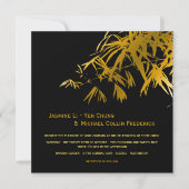 Zen Bamboo Leaves Gold Black Modern Asian Wedding Kaart (Voorkant)