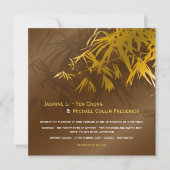 Zen Bamboo Leaves Gold & Brown Chic Asian Wedding Kaart (Voorkant)