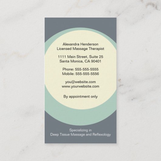 Zen Bamboo Massage Therapy Visitekaartje - Grijs (Achterkant)