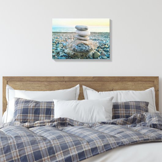 Zen Beach Stones Canvas Afdruk (Insitu (Slaapkamer))