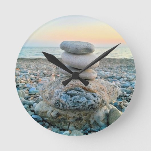 Zen Beach Stones Ronde Klok (Voorkant)