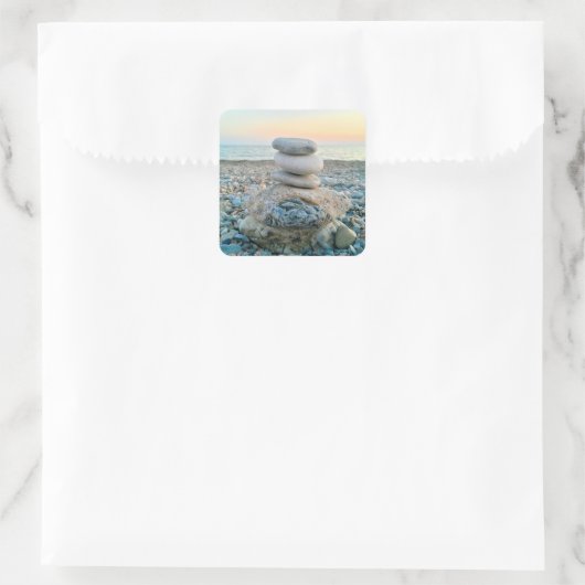 Zen Beach Stones Vierkante Sticker (Tas)