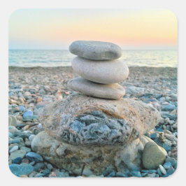 Zen Beach Stones Vierkante Sticker