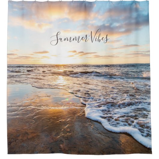 Zen Beach Sunset Ocean Waves Douchegordijn (Voorkant)