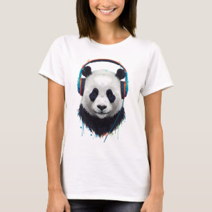 Zen Beats – Abstracte panda in kleurrijke stroom T-shirt