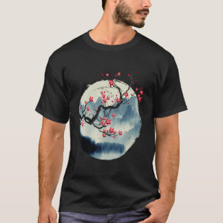Zen Bergen Kersenbloesem Bloemen Japans Hout T-shirt