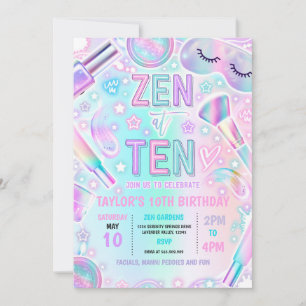Zen bij Ten Party Pastel Spa Make-up 10e verjaarda Kaart