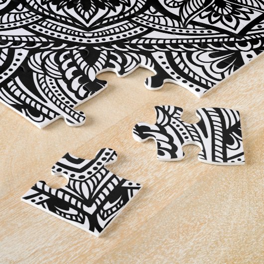 Zen Black en White Mandala Legpuzzel (Zijkant)