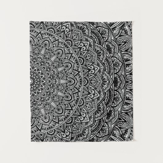 Zen Black en White Mandala Wandkleed (Voorkant)