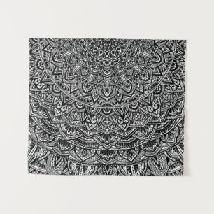 Zen Black en White Mandala Wandkleed