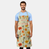 Zen Bloem Abstract in Rood en Oranje Schort (Gedragen)