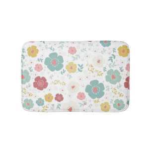 Zen bloemen pastel kleuren patroon badmat