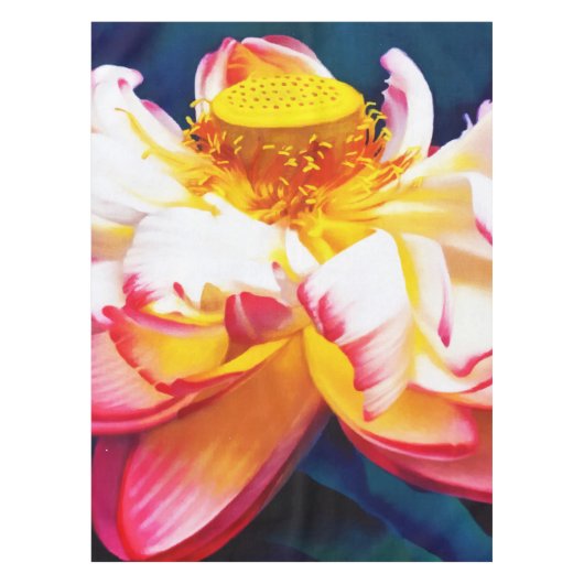 Zen Blooming Pink Lotus Flower Waterverf Tafelkleed (Voorkant)