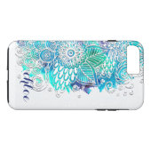 Zen Blue en Blauwgroen Floral Mandala Design Case-Mate iPhone Case (Achterkant (Horizontaal))