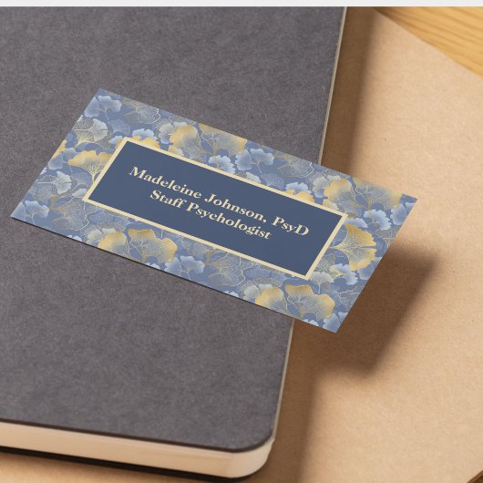 Zen Blue Gold Ginkgo psychiater of counselor Visitekaartje