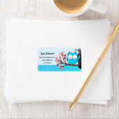 Zen Blue Owl Spring Blloom Blue Glitter Mailing Etiket (Insitu)