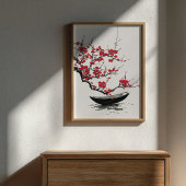 Zen Boat & Blossom Minimalistische Ink Wall Art Perfect Poster