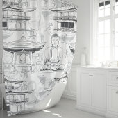 Zen Boeddha en Pagoda Oosterse kunst Douchegordijn