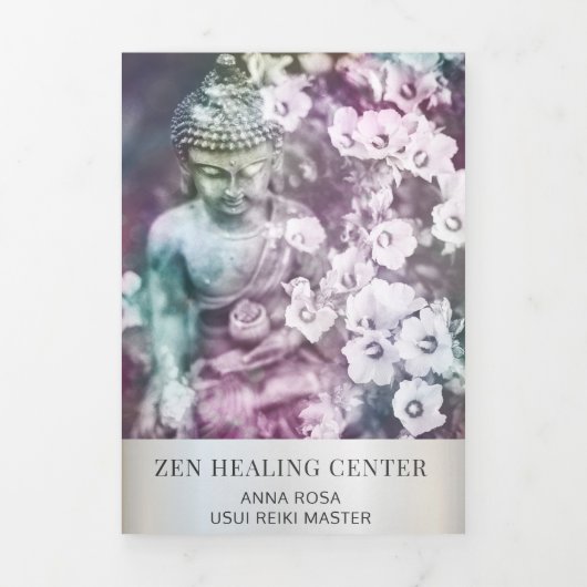 *~* Zen Boeddha Foto Logo QR Trifold Brochure Drieluik Kaart (Cover)