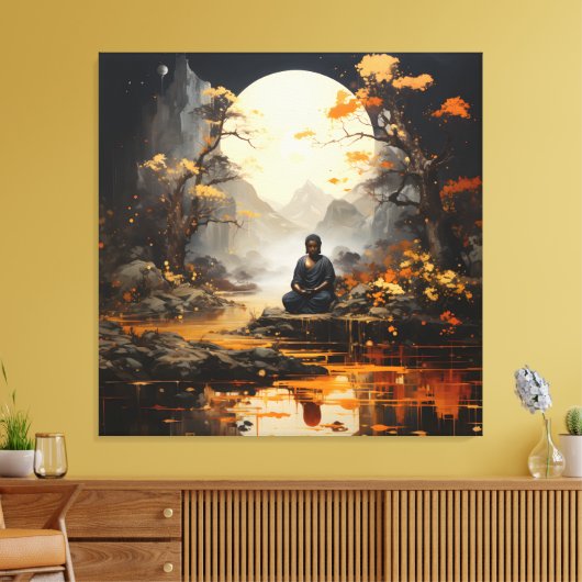 Zen Boeddha kalligrafie schilderij Canvas Afdruk (Insitu (Woonkamer))