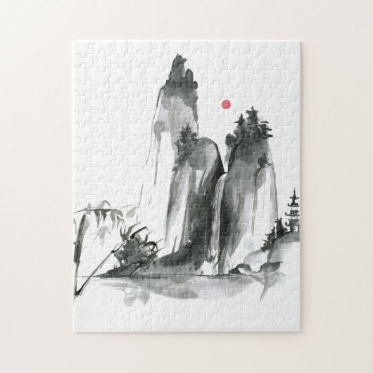 Zen Boeddhisme tempel in de bergen Legpuzzel (Verticaal)