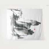 Zen Boeddhisme tempel in de bergen Wandkleed (Voorkant (horizontaal))