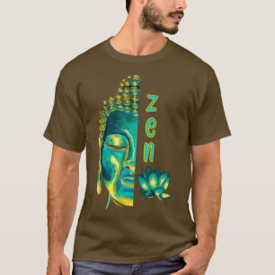 Zen Boeddhist Digitaal Schilderen Blauw Geel Boedd T-shirt