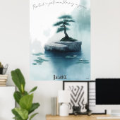 Zen Bonsai en Gentle Stream Poster (Thuiskantoor)