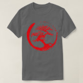 Zen Bonsai Tree in Enso Circle Red T-shirt (Design voorkant)